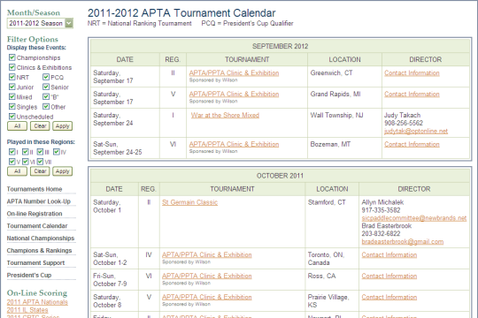 2011-2012 APTA Calendar