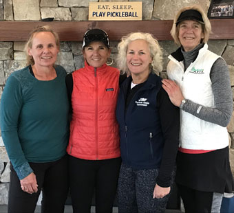 Linda Brenske and Kelly Canniff Peak at Pioneer Valley