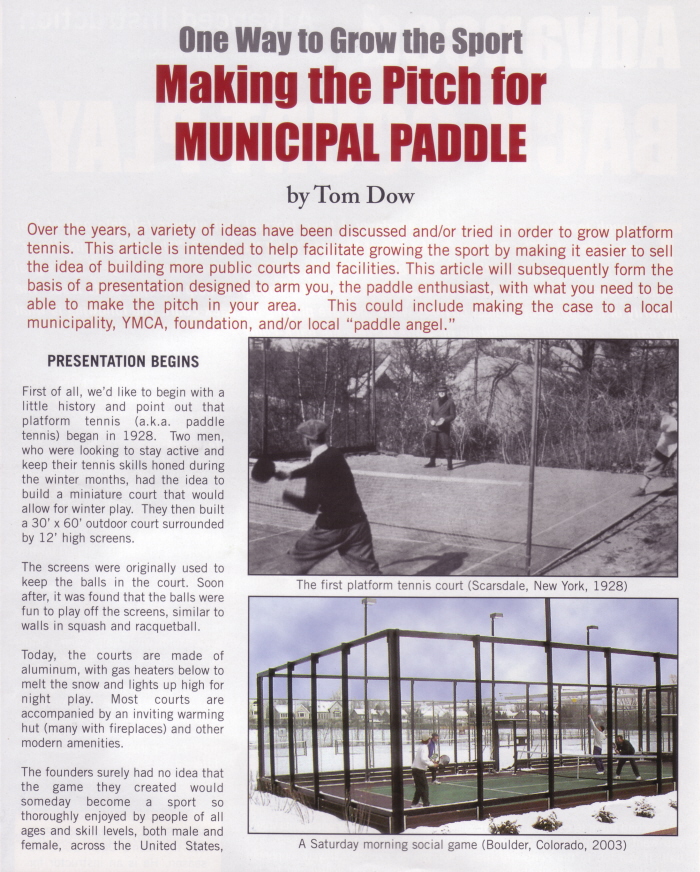 Municipal Paddle Article Page 1